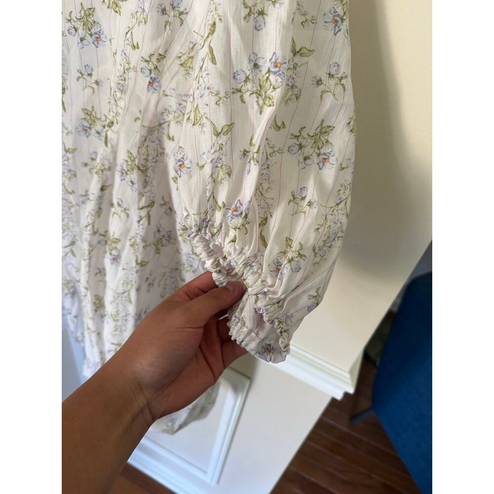 H&M X Brock Collection | Preppy Summer Floral Cottagecore Bubblehem Mini Dress - Picture 7 of 15